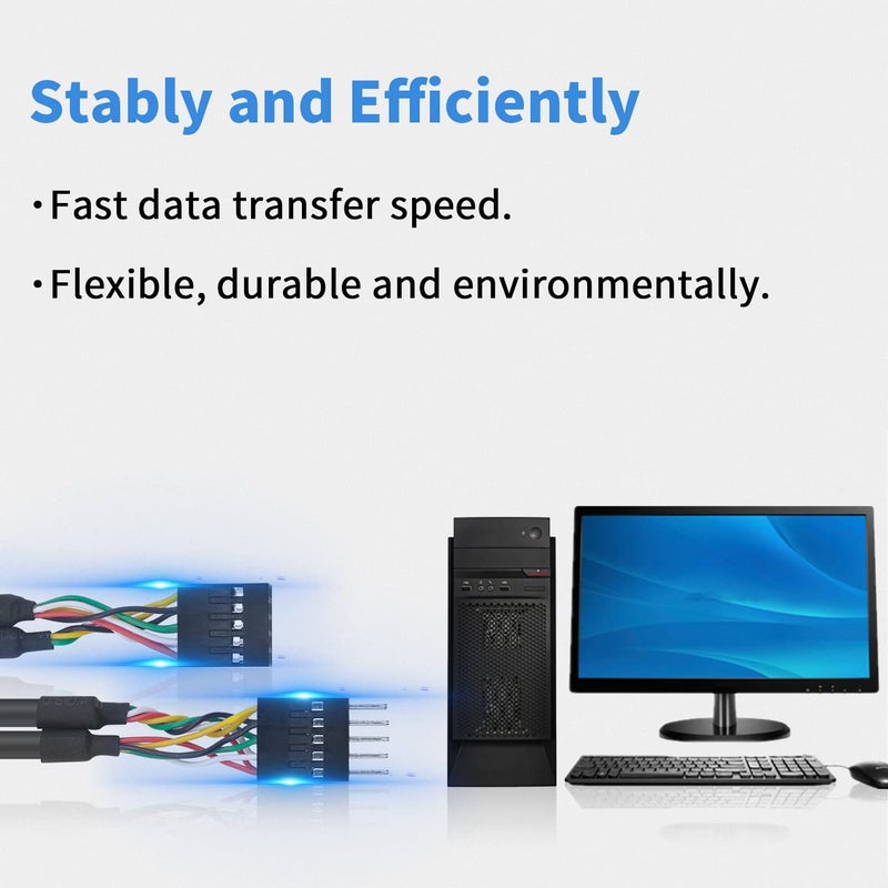 Duttek USB Header Extension Cable, USB Motherboard Cable, USB Header 10 Pin Male to Female Header Extender Extension Dupont Jumper Wires Cable 1M/3.3Ft - Image 5